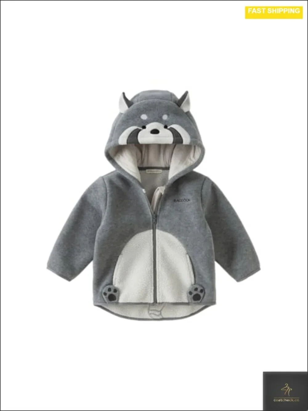 Toddler Fleece Jacket Animal Hooded Winter Coat Full Zip Lightweight